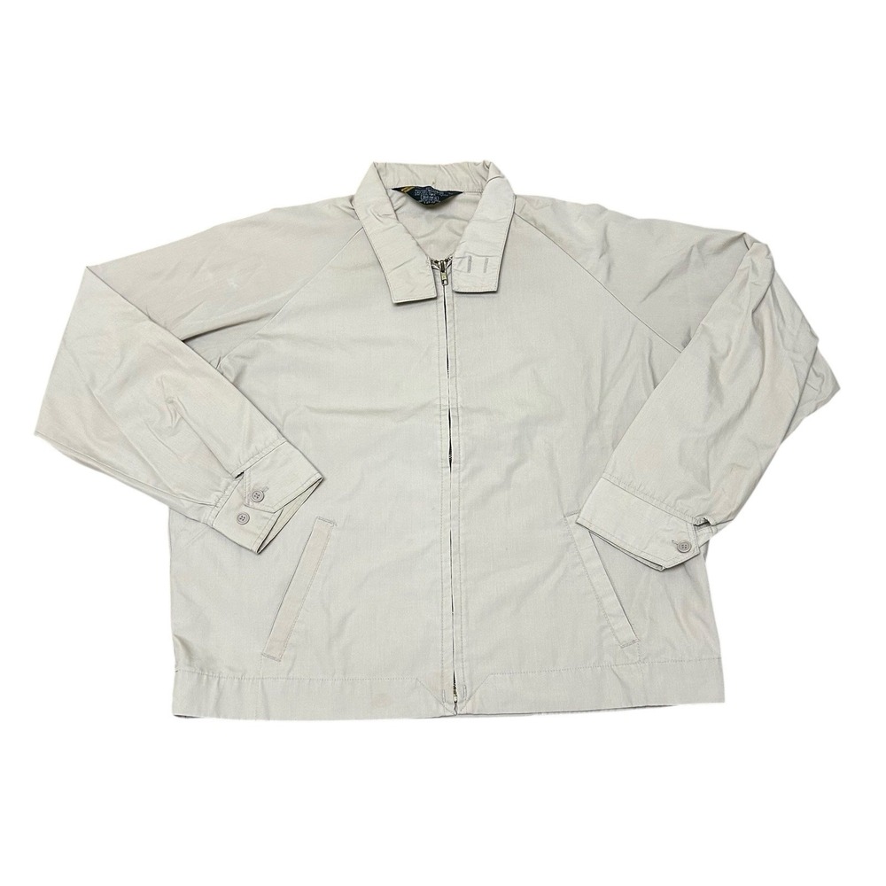 SEARS Jacket Men's L Perma-Prest Beige Windbreaker Full Zip True‎ Vintage